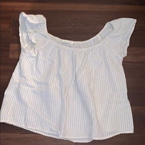 Linen Striped Cropped blouse